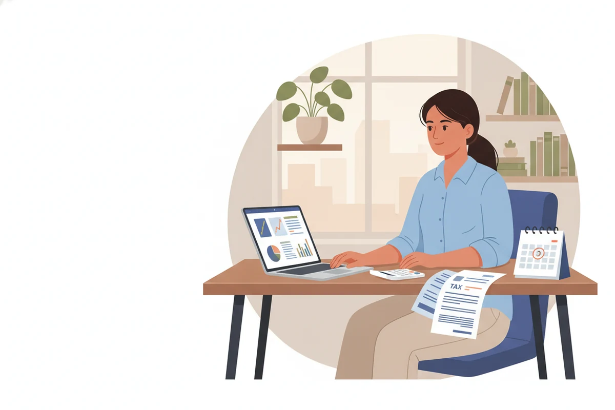 Indian freelancer filing ITR at a home office desk